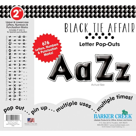 Barker Creek Black Tie Affair 2" Letter Pop-Outs, 676 Characters/Set 1905